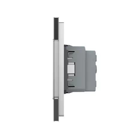 Одноклавишный сенсорный выключатель с двойной розеткой (1-0-0) серый
