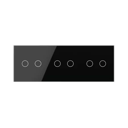 Рамка для сенсорных выключателей тройная, 6 клавиш (2-2-2) чёрная