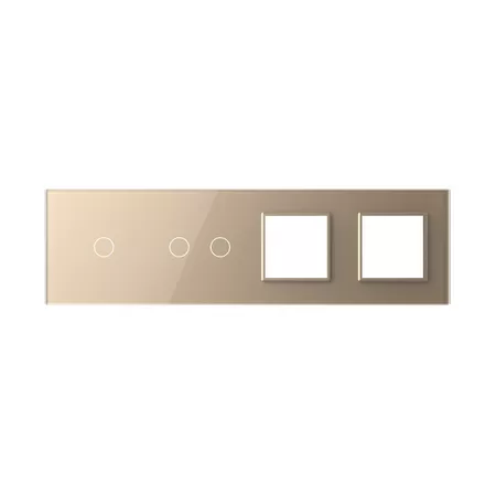 Рамка для сенсорных выключателей четверная, 3 клавиши, 2 розетки (1-2-0-0) золотая